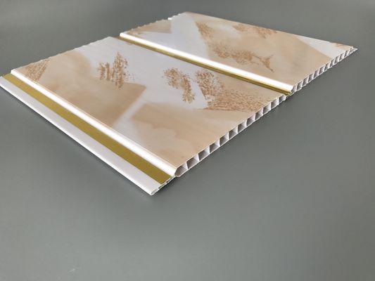 Banyo Kaplama 250mm için Geniş Altın Hatları Su Geçirmez Duvar Panelleri
